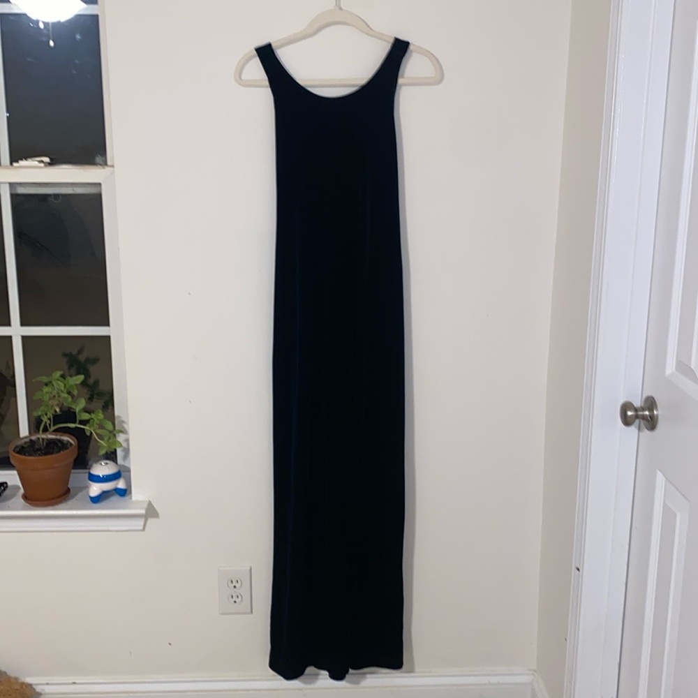 Original Vintage Sleeveless Dark Emerald Velvet Maxi Dress - size 14